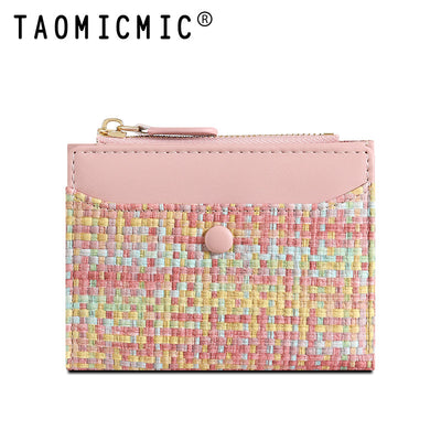 Premium Woven Short Womens Wallet | Multi-Card Compact Zip Coin Purse