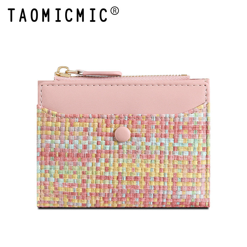 Premium Woven Short Womens Wallet | Multi-Card Compact Zip Coin Purse