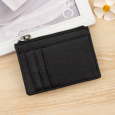 Slim PU Leather Card Holder Wallet | Zipper Coin Purse with Multi Card Slots