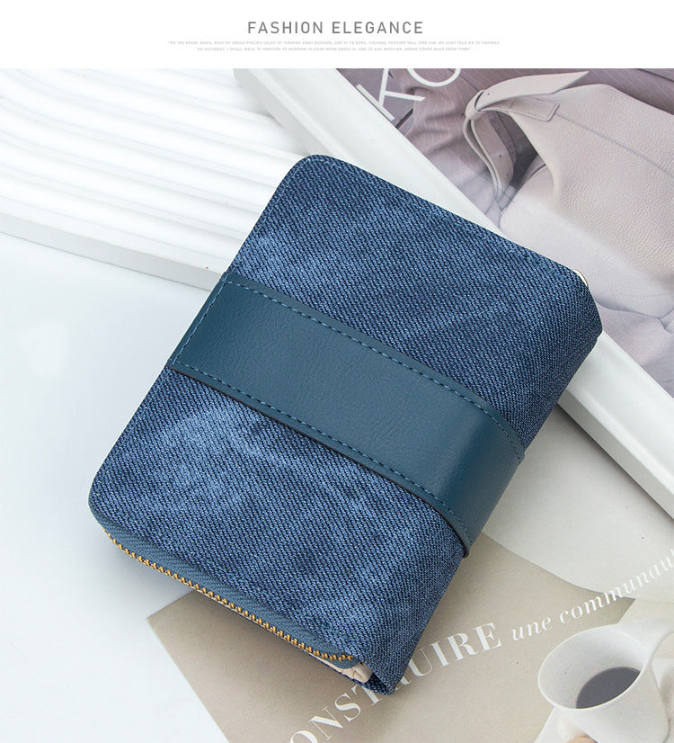 Korean Style Buckle Short Wallet | PU Leather Zipper Card Holder Purse