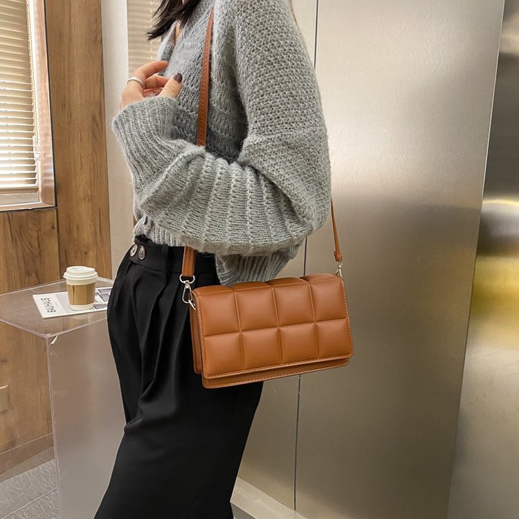 Quilted Mini Crossbody Bag for Women  Soft PU Square Shoulder Bag