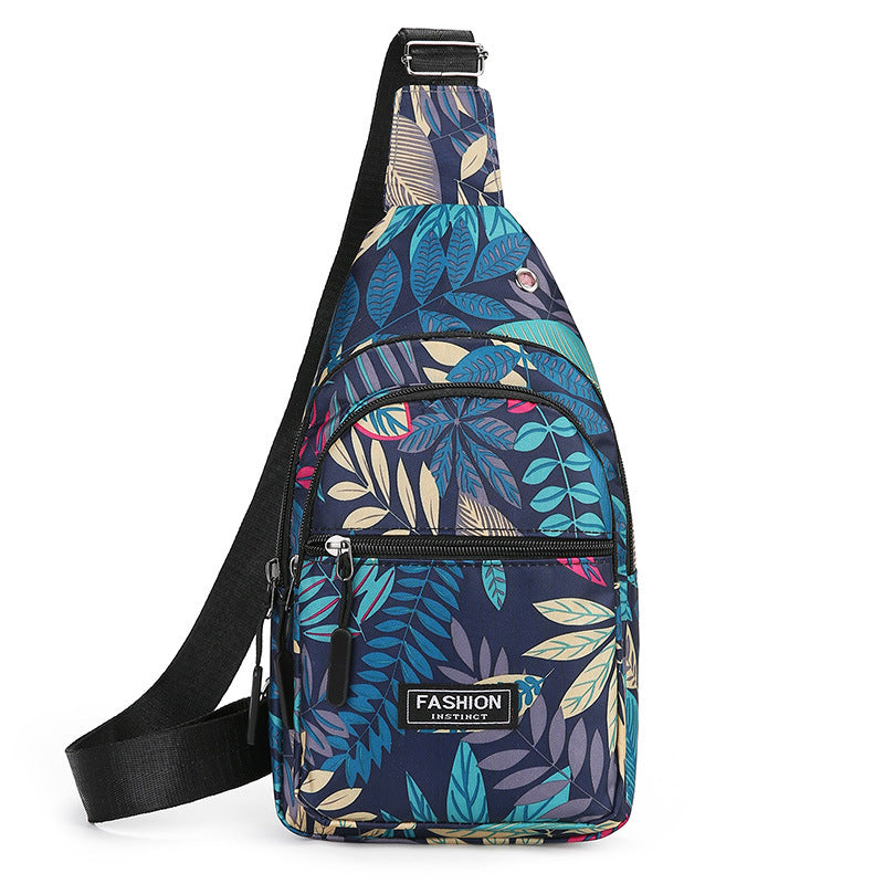 Maple Leaf Print Crossbody Chest Bag for Women | Lightweight Oxford Travel Sling Bag