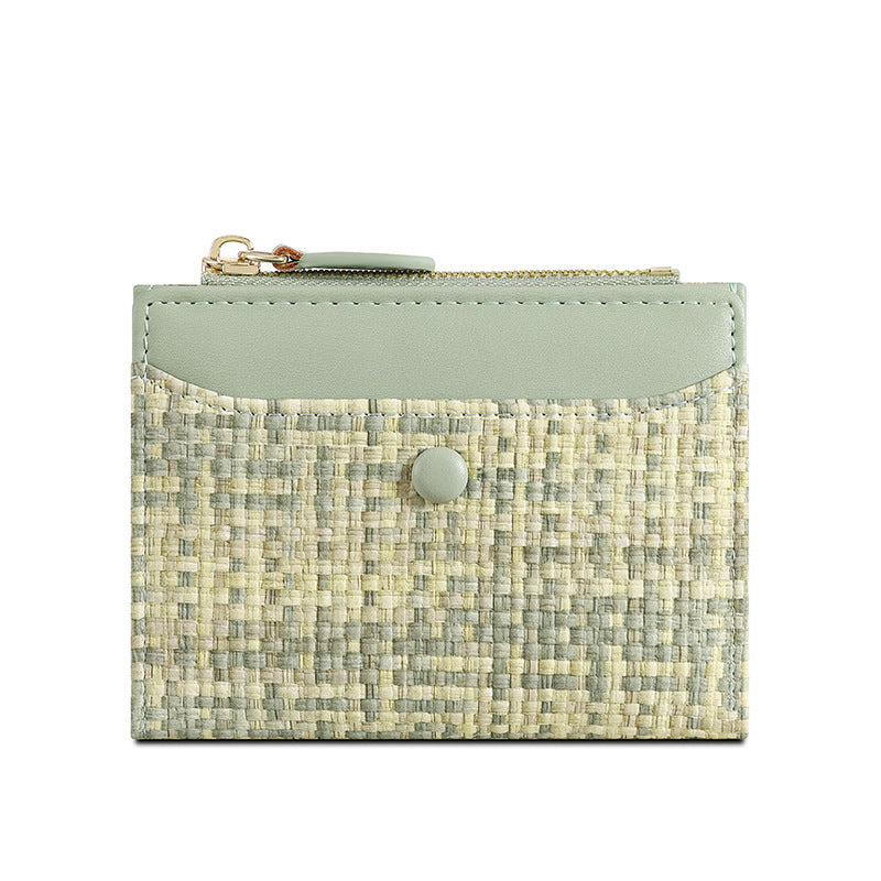 Premium Woven Short Womens Wallet | Multi-Card Compact Zip Coin Purse