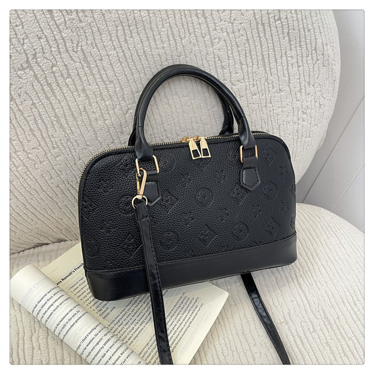 Womens Luxury Shell Crossbody Handbag | Elegant Embossed Top Handle Shoulder Bag