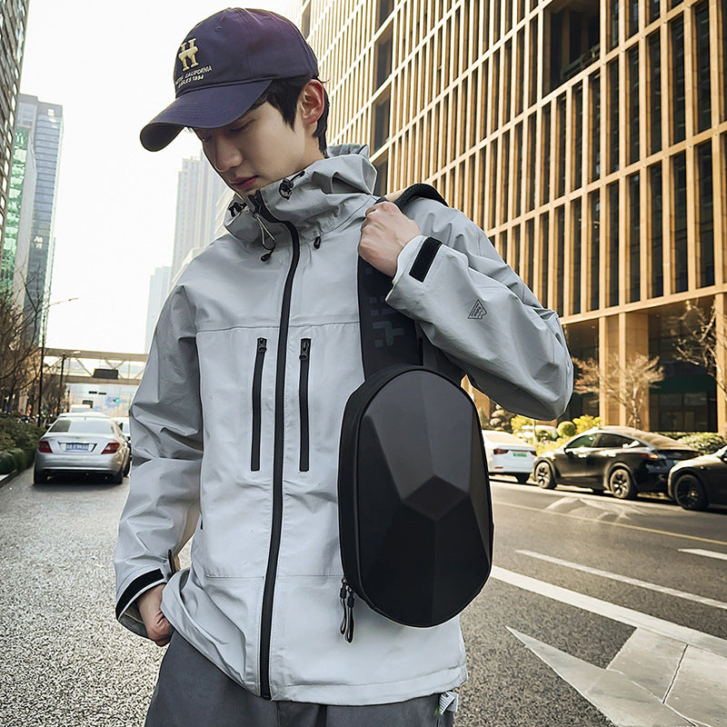 USB Charging Hard Shell Chest Bag | Anti-Theft Crossbody Sling Bag