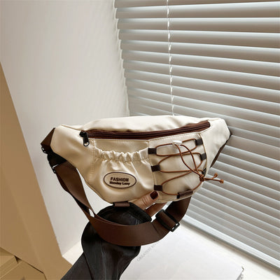 Vintage Utility Waist Bag  Multi-Pocket Canvas Crossbody Sling Bag