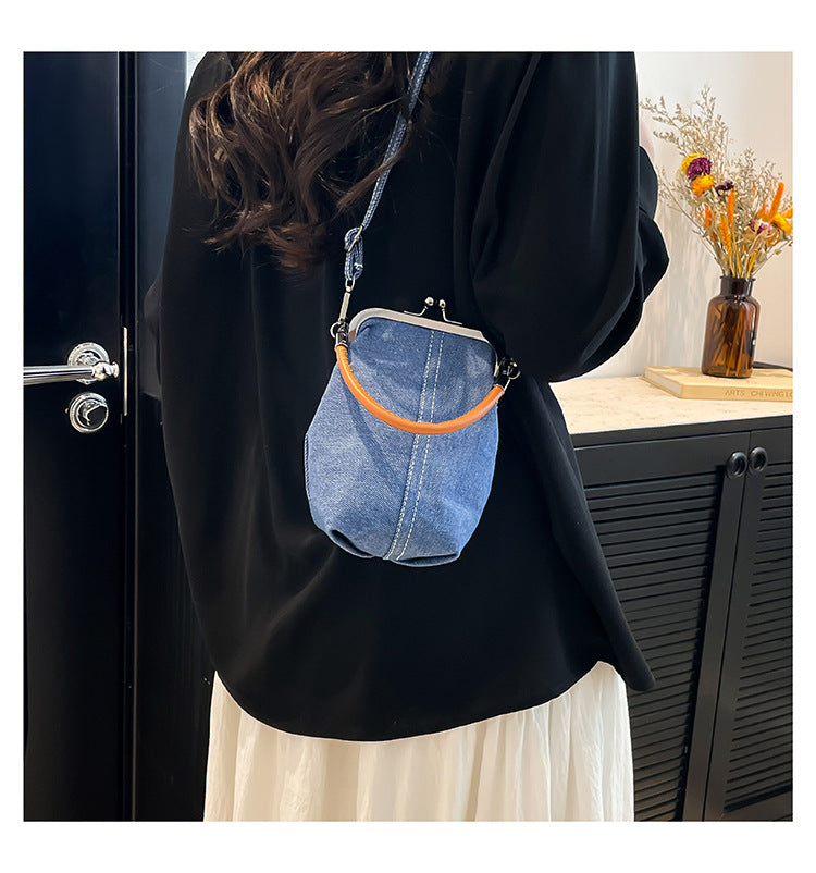 Vintage Canvas Bucket Shoulder Bag for Women  Denim Style Underarm Crossbody Bag