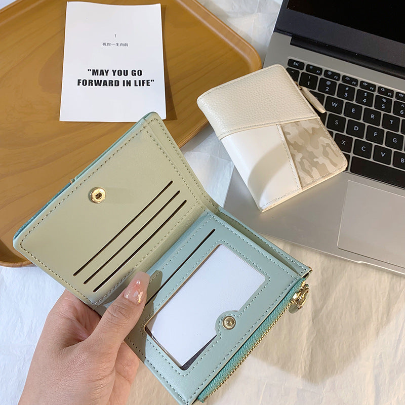 High-Quality Color Splicing Multi-Card Slot Zipper Wallet for Women