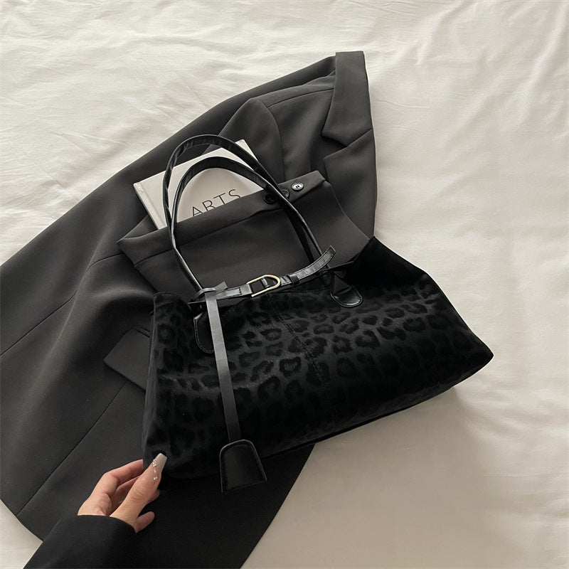 Womens Leopard Print Shoulder Handbag | Retro Fashion Large Capacity Armpit Bag