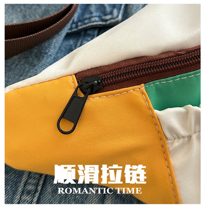 Vintage Utility Waist Bag  Multi-Pocket Canvas Crossbody Sling Bag