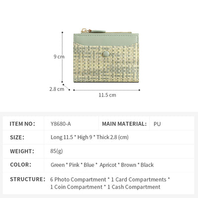 Premium Woven Short Womens Wallet | Multi-Card Compact Zip Coin Purse