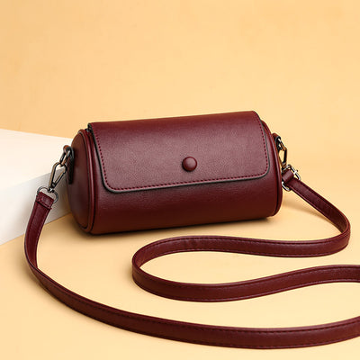Versatile Solid Color Cylinder Shape Women's Shoulder bag