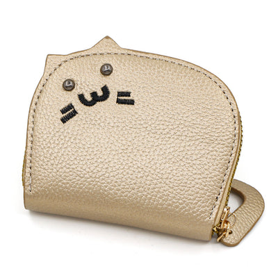 Cute Cat Mini Card Holder Wallet | PU Leather Coin Purse with Multi Card Slots