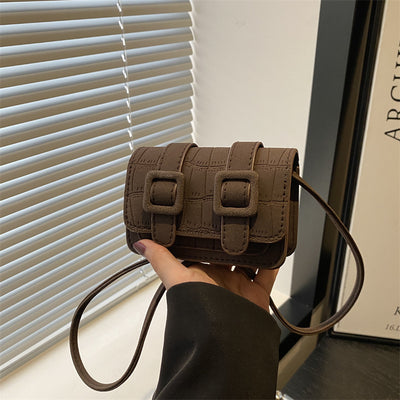 Vintage Buckle Mini Crossbody Bag – Retro PU Leather Shoulder Bag