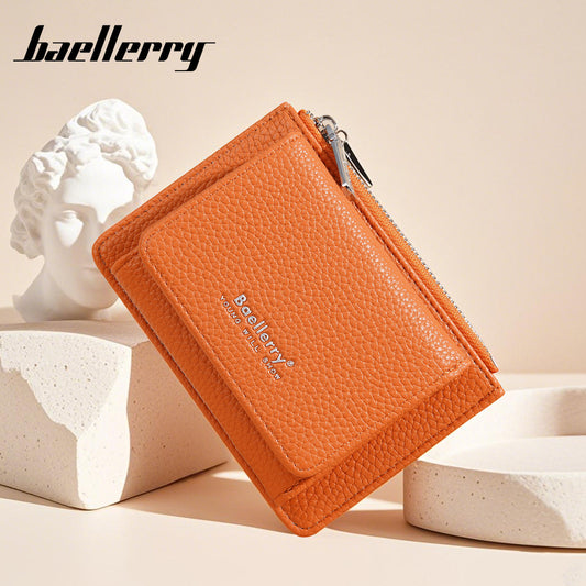 Trendy Orange Color Tri Fold Purse for Women