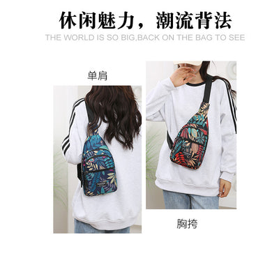 Maple Leaf Print Crossbody Chest Bag for Women | Lightweight Oxford Travel Sling Bag