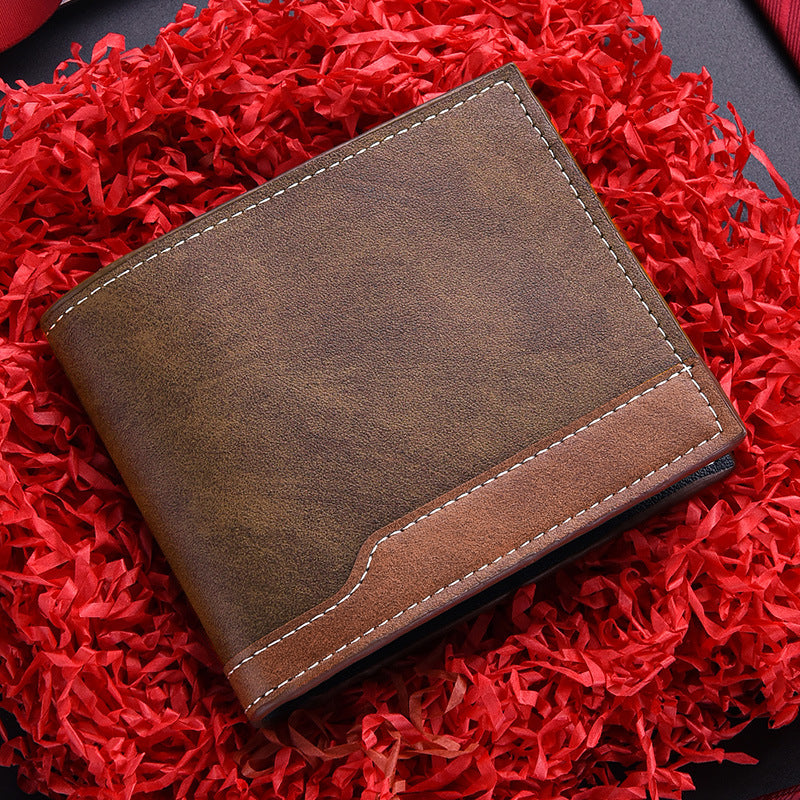 Horizontal Bi-fold PU leather Multi-Card Space Retro Men's Wallet
