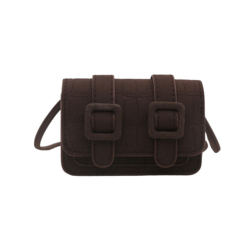 Vintage Buckle Mini Crossbody Bag – Retro PU Leather Shoulder Bag