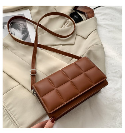 Quilted Mini Crossbody Bag for Women  Soft PU Square Shoulder Bag