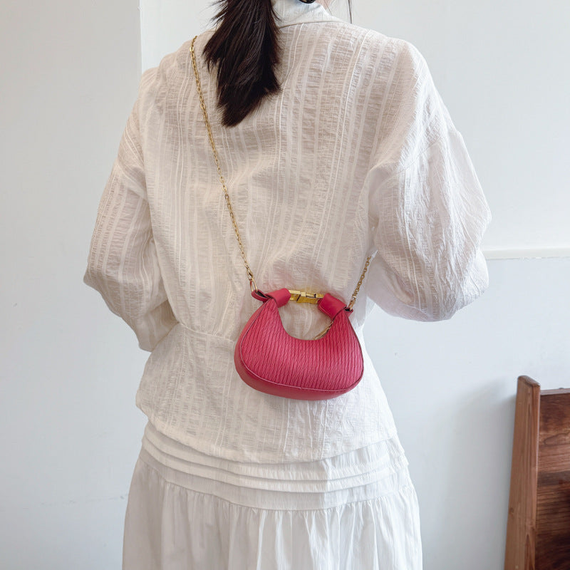 Womens Crescent Shoulder Bag | Premium Chain Strap Armpit Handbag for Daily Style