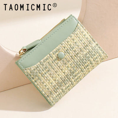 Premium Woven Short Womens Wallet | Multi-Card Compact Zip Coin Purse