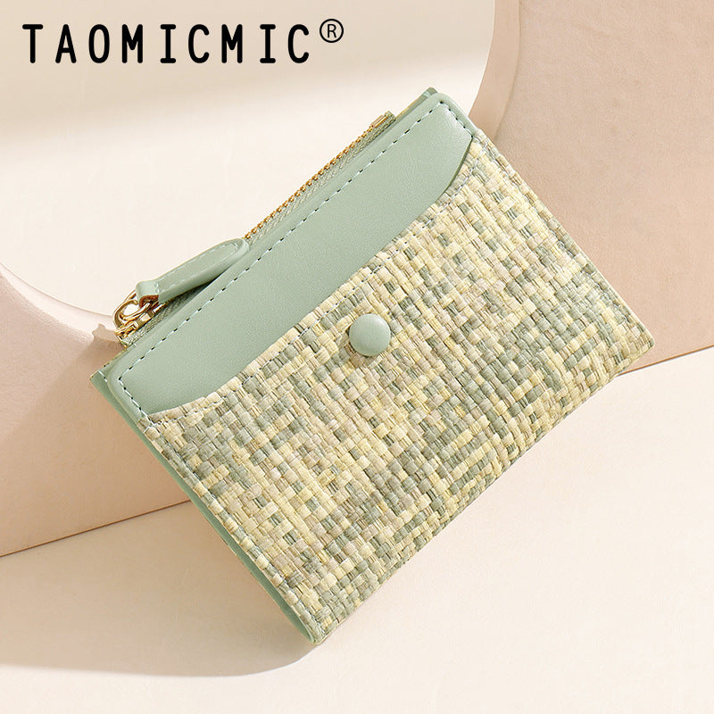 Premium Woven Short Womens Wallet | Multi-Card Compact Zip Coin Purse