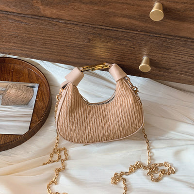 Womens Crescent Shoulder Bag | Premium Chain Strap Armpit Handbag for Daily Style