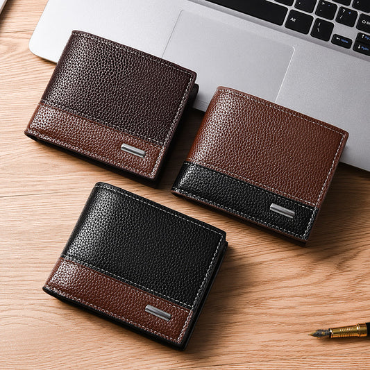 High-Quality Horizontal Pebble Pattern Artificial leather Multi-Card Business Wallet for Men