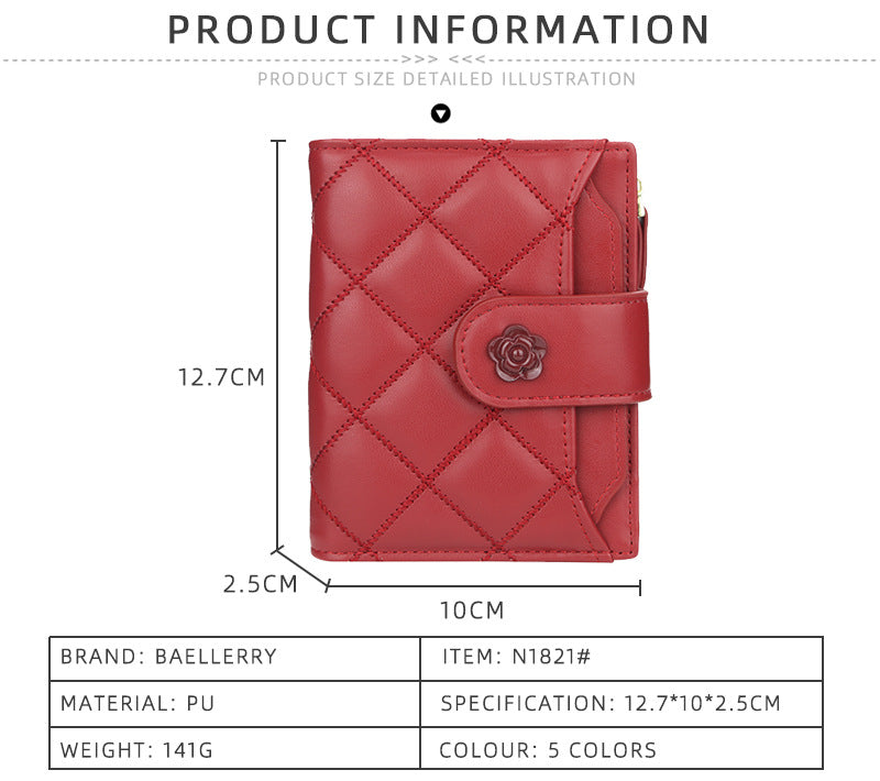 Short Buckle Vertical Zipper Wallet for Women