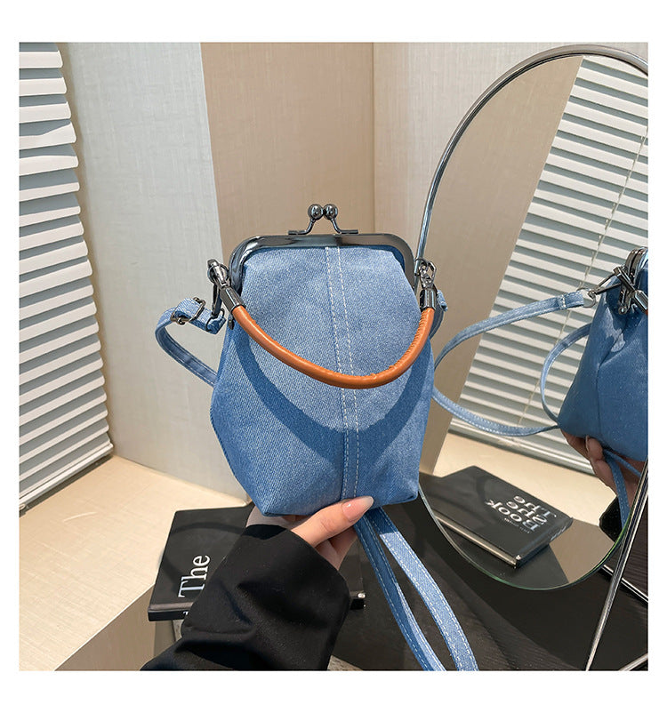 Vintage Canvas Bucket Shoulder Bag for Women  Denim Style Underarm Crossbody Bag