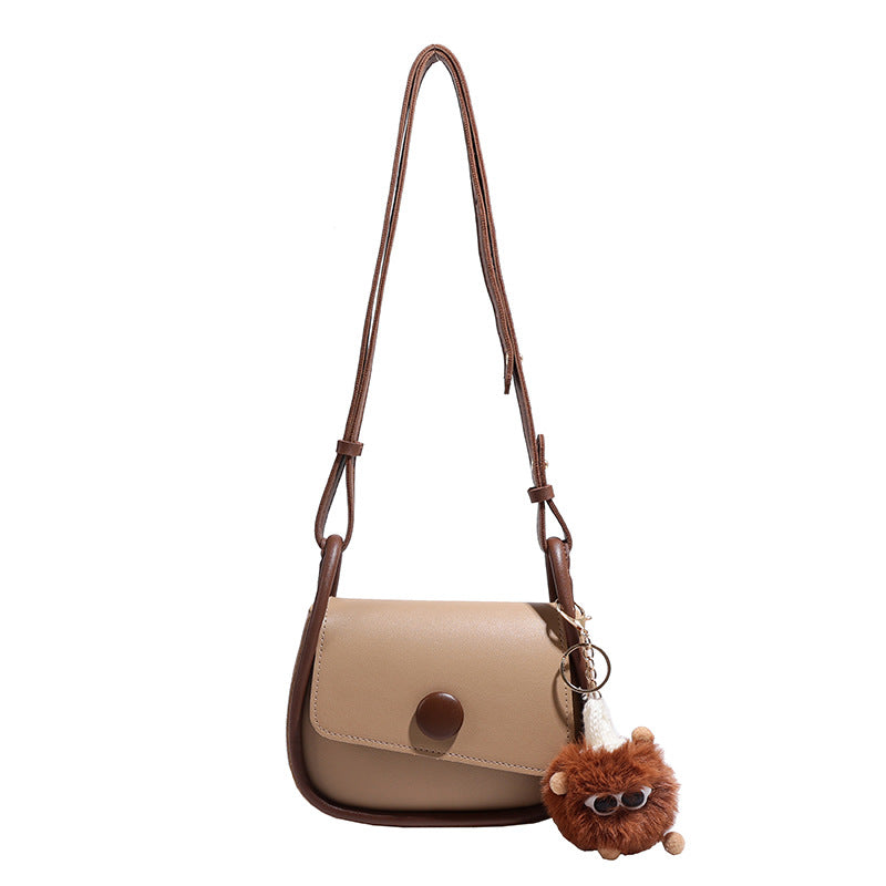 Vintage Two-Tone Mini Crossbody Bag for Women  Soft PU Flap Shoulder Bag