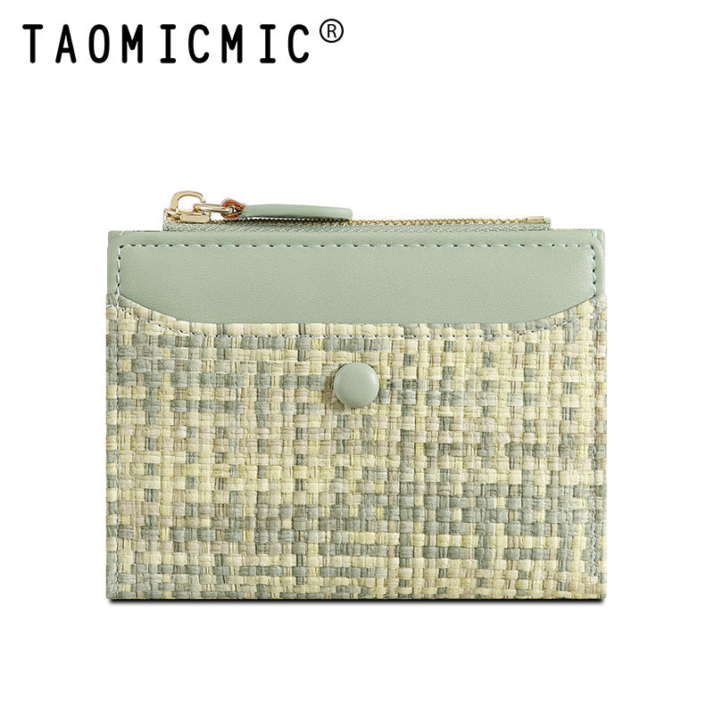 Premium Woven Short Womens Wallet | Multi-Card Compact Zip Coin Purse