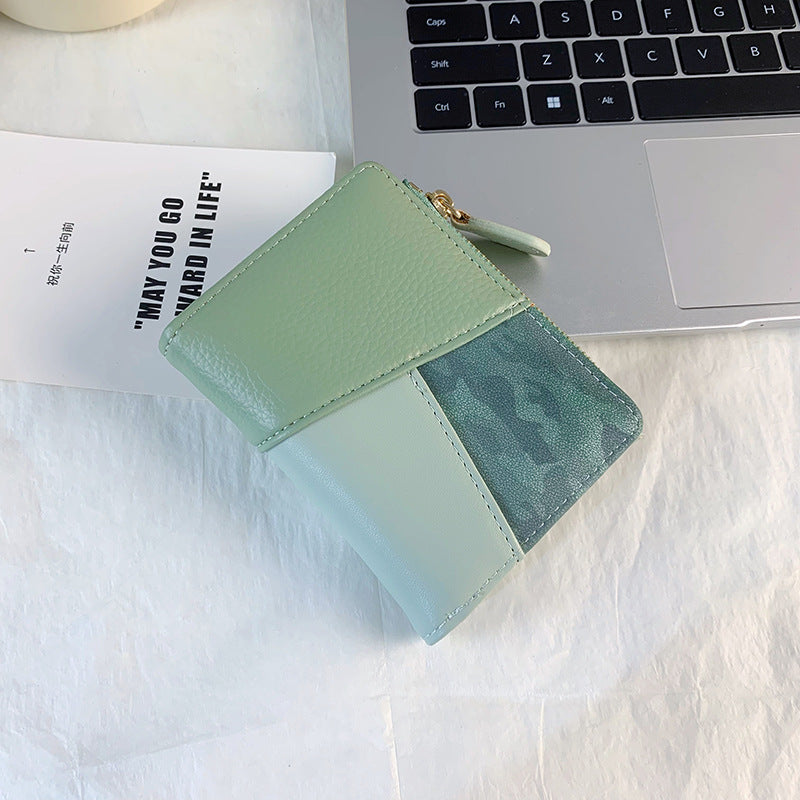 High-Quality Color Splicing Multi-Card Slot Zipper Wallet for Women