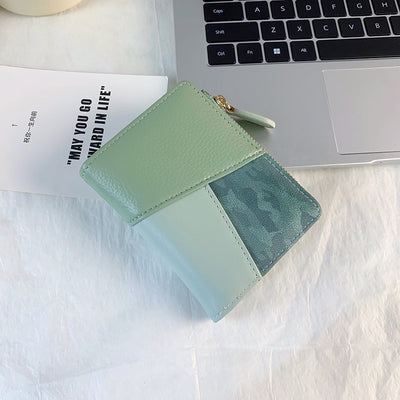 High-Quality Color Splicing Multi-Card Slot Zipper Wallet for Women