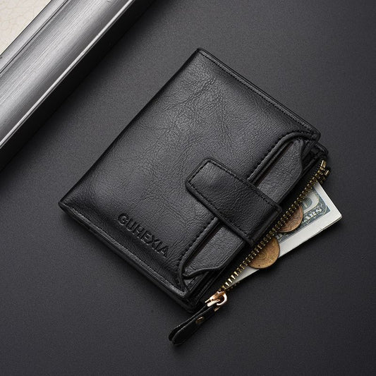 Vintage Oil Wax Leather Texture Men's Wallet