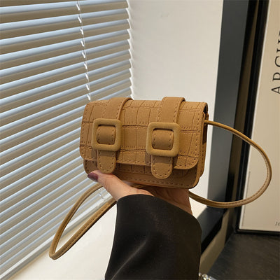 Vintage Buckle Mini Crossbody Bag – Retro PU Leather Shoulder Bag