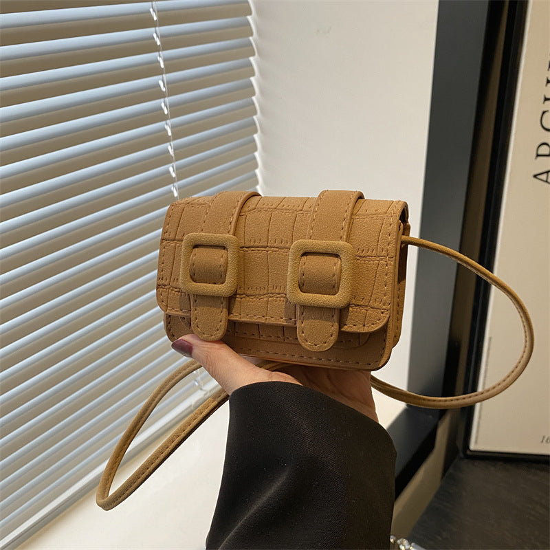 Vintage Buckle Mini Crossbody Bag – Retro PU Leather Shoulder Bag