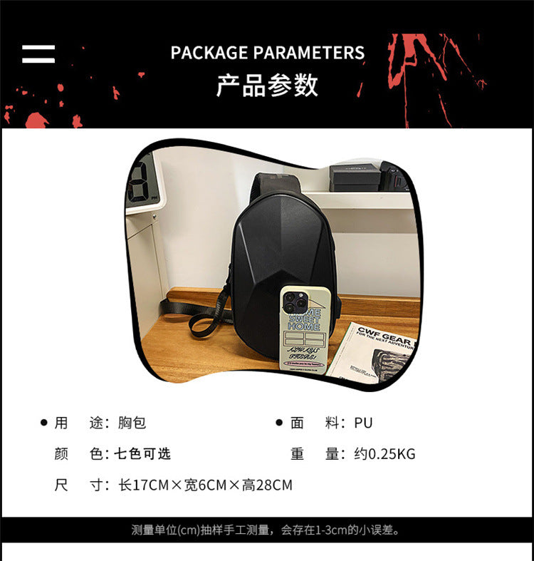 USB Charging Hard Shell Chest Bag | Anti-Theft Crossbody Sling Bag