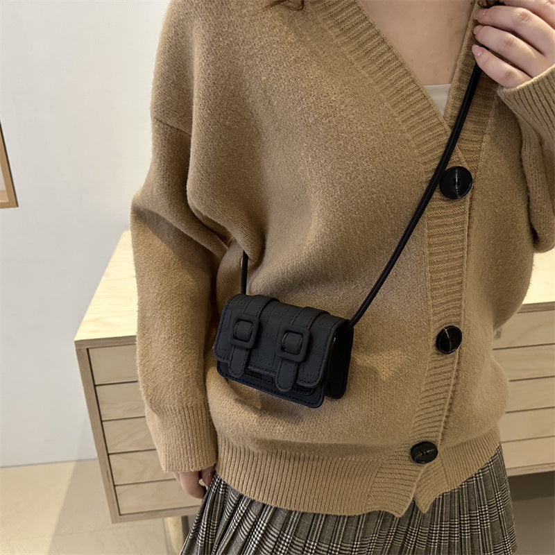 Vintage Buckle Mini Crossbody Bag – Retro PU Leather Shoulder Bag
