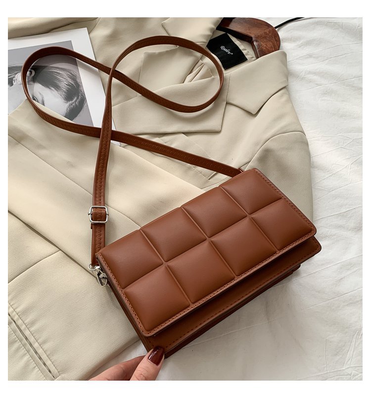 Quilted Mini Crossbody Bag for Women  Soft PU Square Shoulder Bag