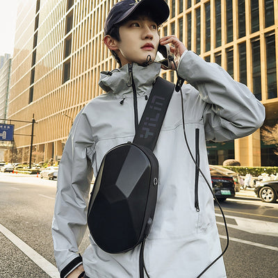 USB Charging Hard Shell Chest Bag | Anti-Theft Crossbody Sling Bag
