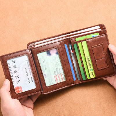 Multi Chambered Tri Fold Compact Wallet for Men