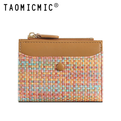 Premium Woven Short Womens Wallet | Multi-Card Compact Zip Coin Purse