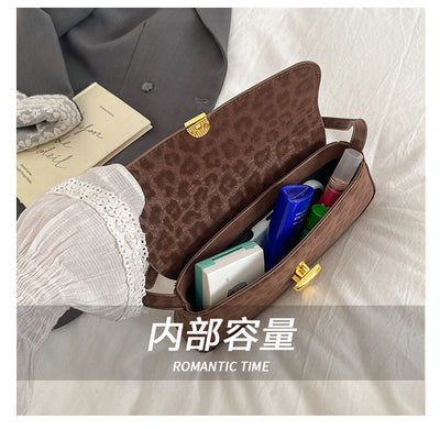 Womens Leopard Print Shoulder Crossbody Bag | Korean Vintage Mini Square Handbag