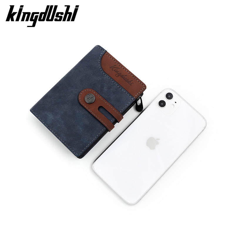 Side Zipper Versatile Bi-Fold Buckle Wallet for Men
