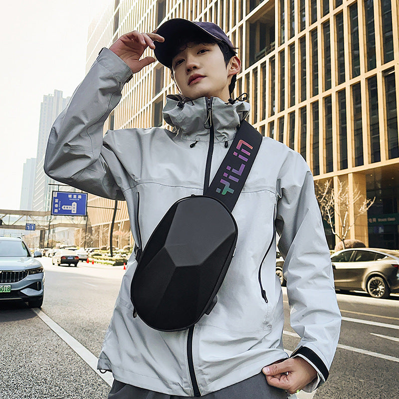 USB Charging Hard Shell Chest Bag | Anti-Theft Crossbody Sling Bag