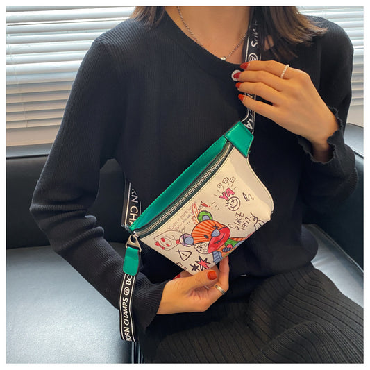 Premium Quality Graffiti Painted Compact Crossbody Bag