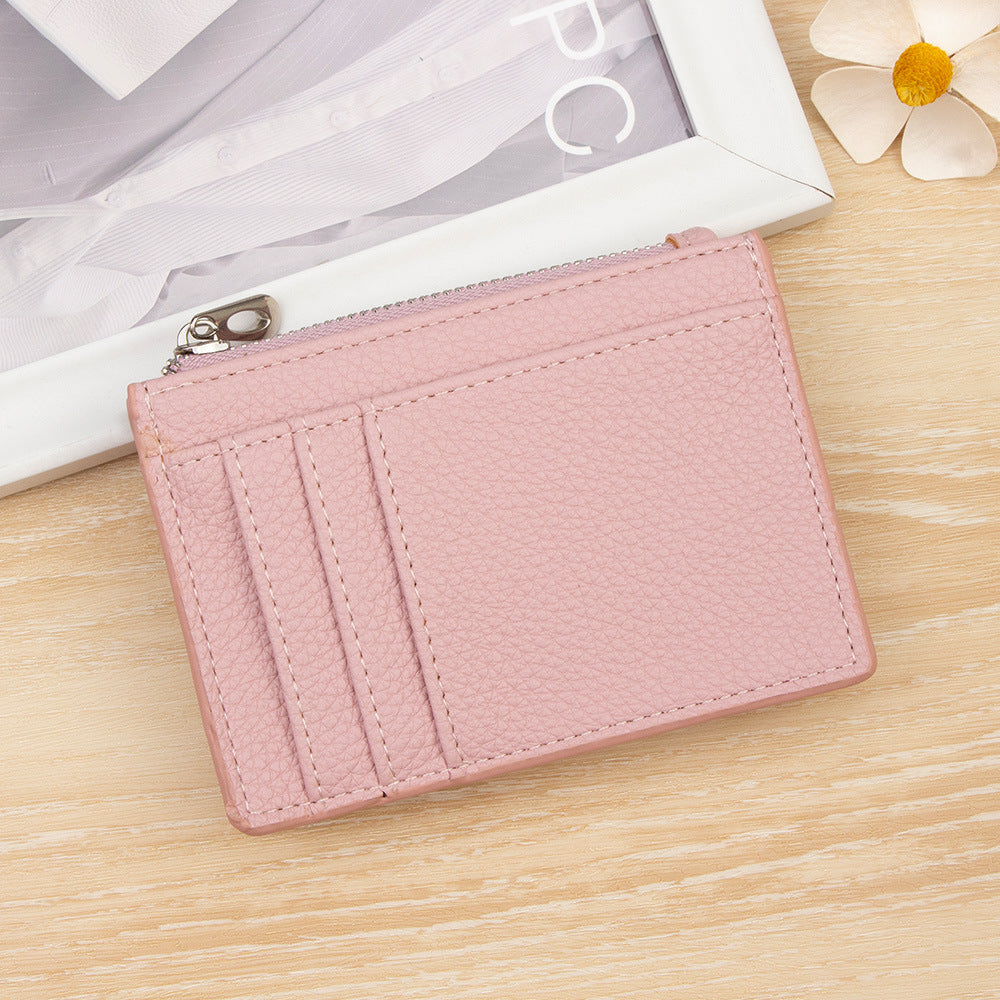 Slim PU Leather Card Holder Wallet | Zipper Coin Purse with Multi Card Slots