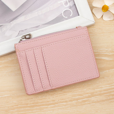 Slim PU Leather Card Holder Wallet | Zipper Coin Purse with Multi Card Slots