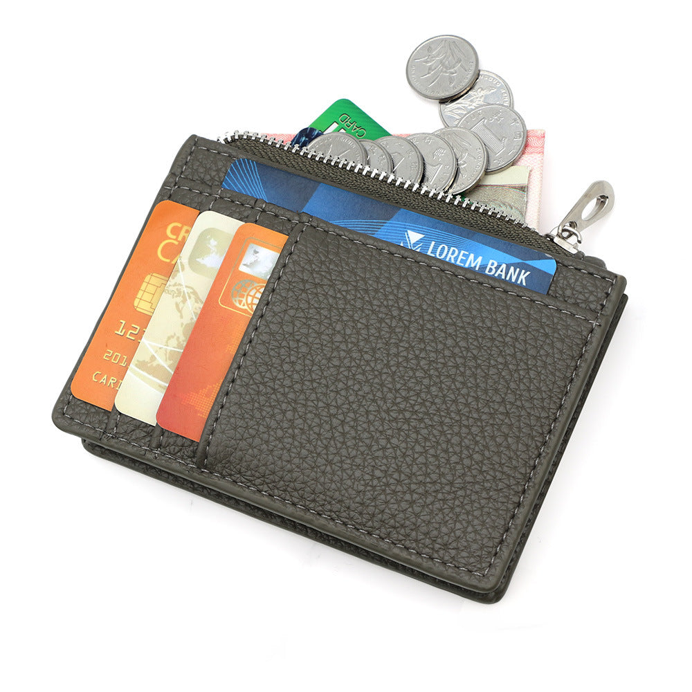 Slim PU Leather Card Holder Wallet | Zipper Coin Purse with Multi Card Slots